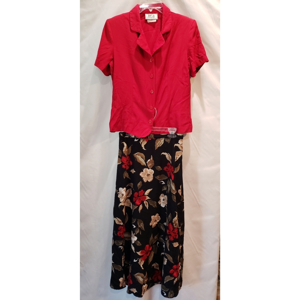 Vintage AGB Byer California Floral Maxi Skirt Set - Size Small